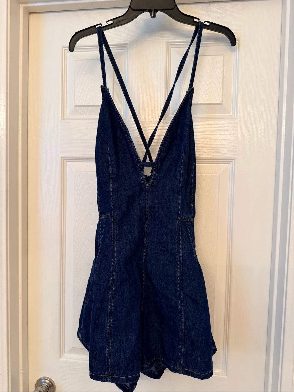 Spaghetti Strap Denim Romper - Picture 7 of 10
